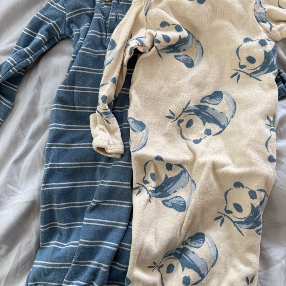 Carter's Cream Fleece Baby Pajama Set with Blue Print